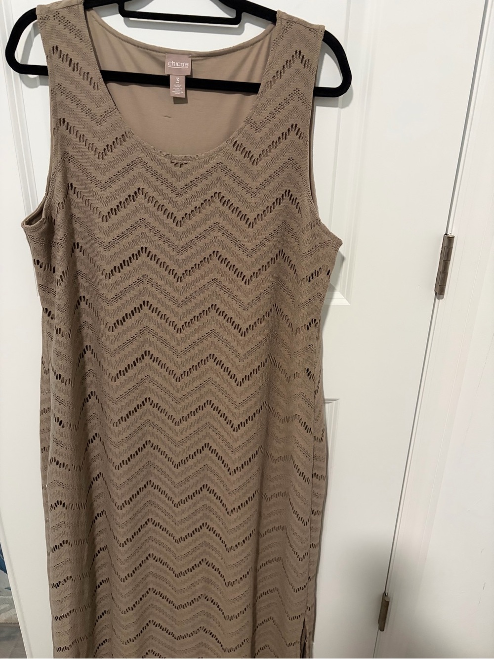 Chico's Taupe Chevron Knit Maxi Dress